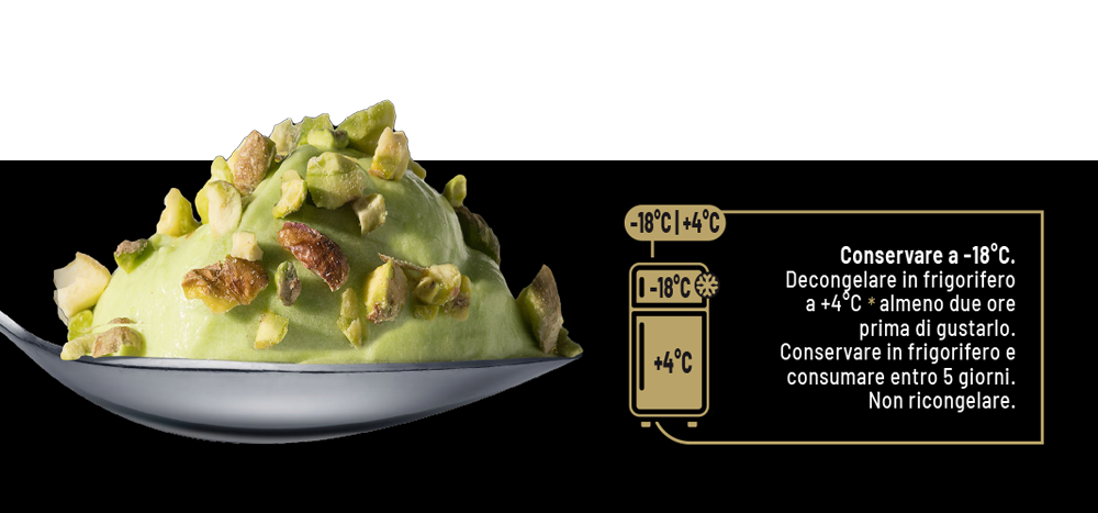cucchiaino con il cremoso al pistacchio con metodo di conservazione
