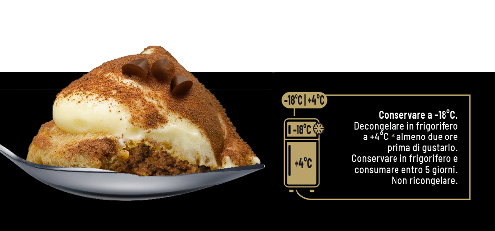 cucchiaino con il cremoso al tiramisù con metodo di conservazione